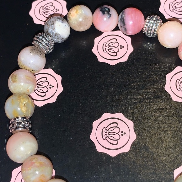 🪬2/$20🪬 ✋🏼Made Nat 8mm Rhodochrosite & Nat 8mm Pink Opal Stone Bracelet - Picture 4 of 16